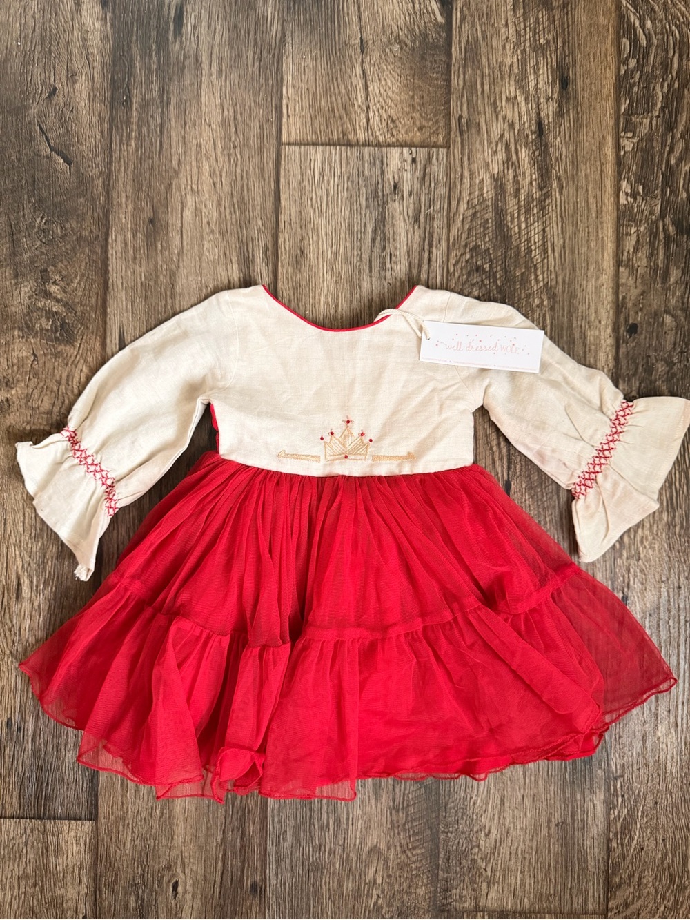 Well Dressed Wolf Red & Cream Baby Dress